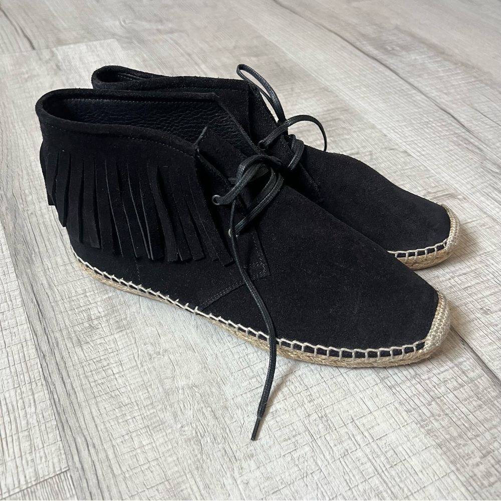 NEW SAINT LAURENT Fringe Suede Espadrille Black Desert Boots Size 36 - Picture 6 of 16